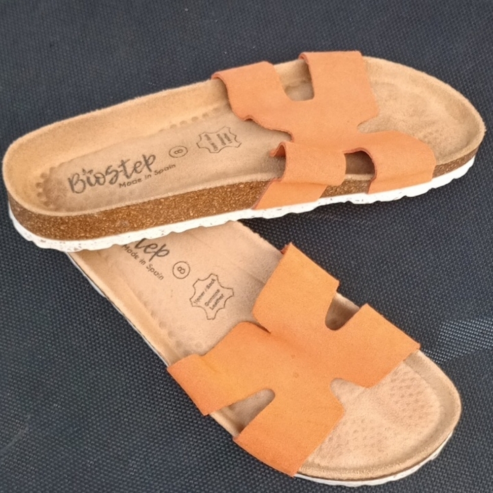 Biostep Women's Orange Suede Slide Sandals
